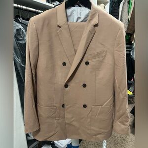 Banana Republic Tan Double-Breasted Suit